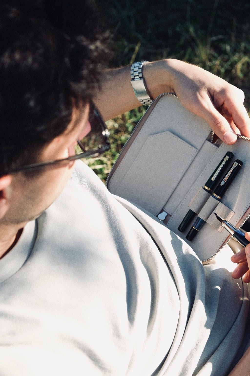 Crazy Horse White Pen Case - 3 Slots