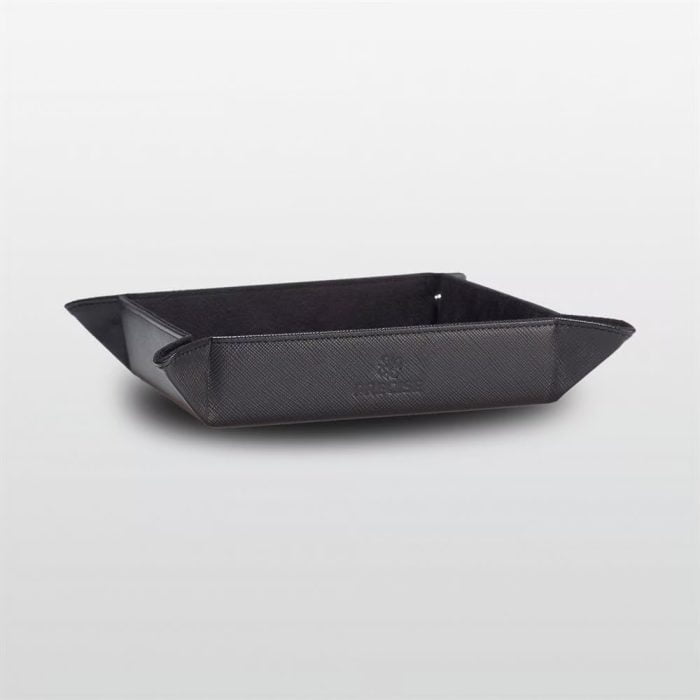 Large Size Leather Valet Tray Black Carbon