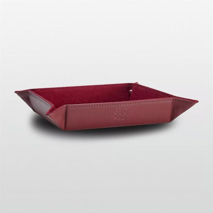 Small Size Leather Valet Tray Red