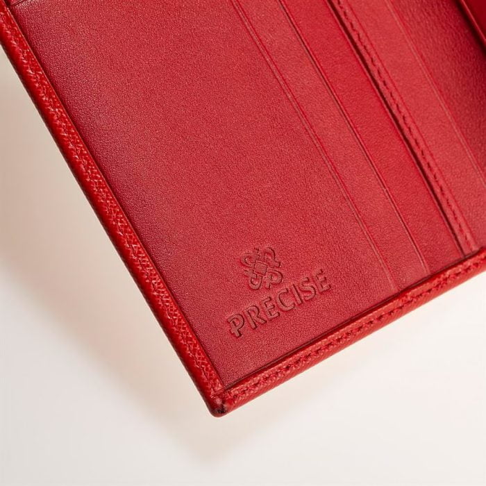 Small Leather Bifold Wallet for Women Red