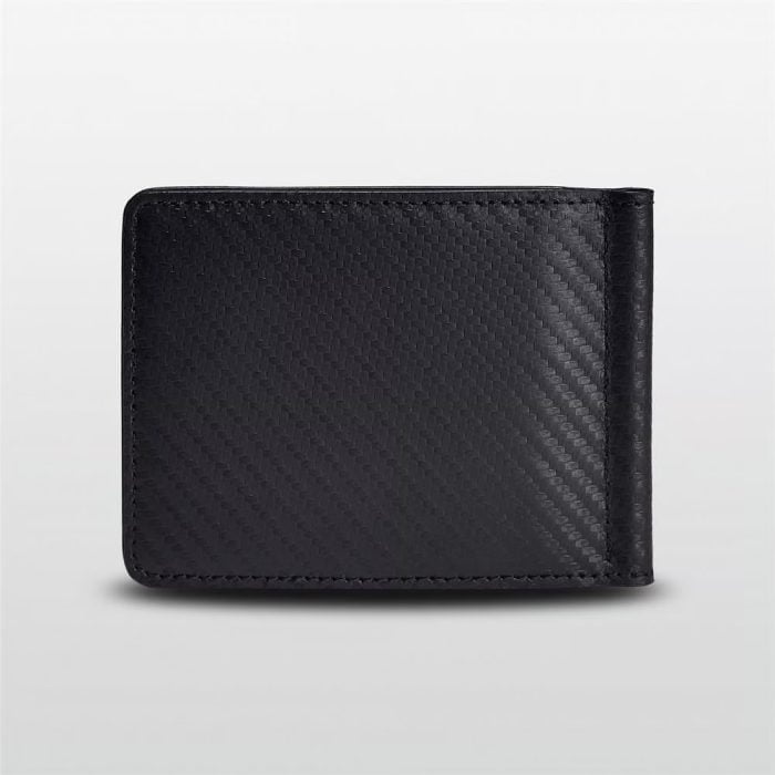 Men’s Leather Wallet With Money Clip Black Carbon