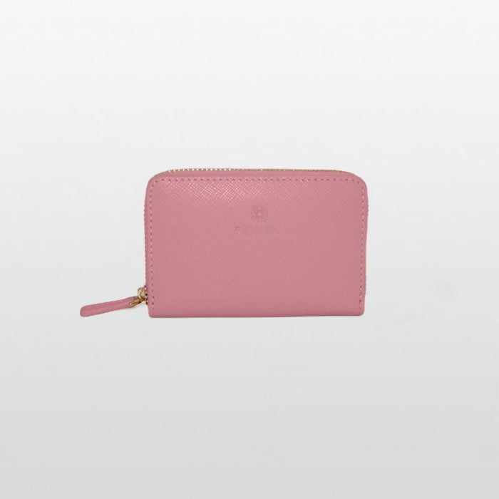 Zipper Small Leather Wallet for Women Pink