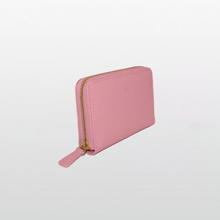 Zipper Small Leather Wallet for Women Pink